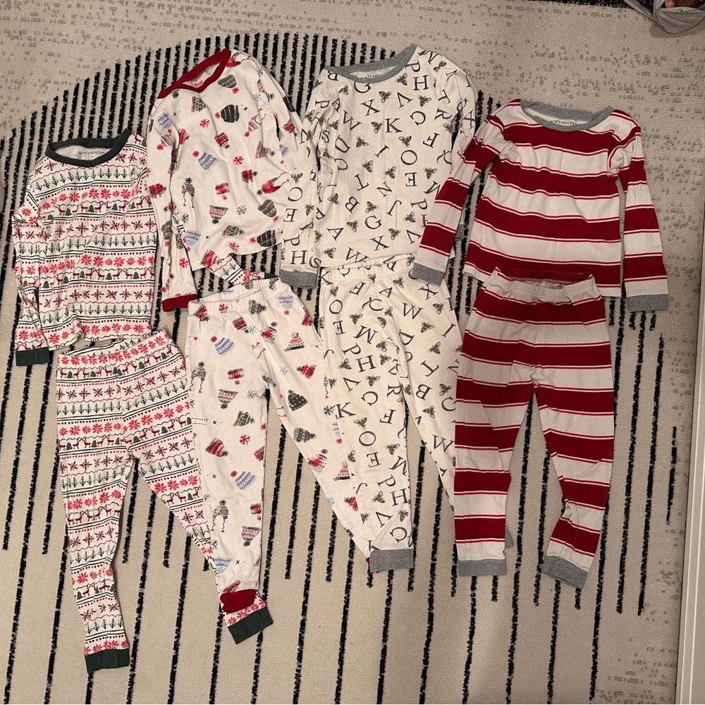 Burt's Bees Kids Pajama Sets - Red, White, Gray